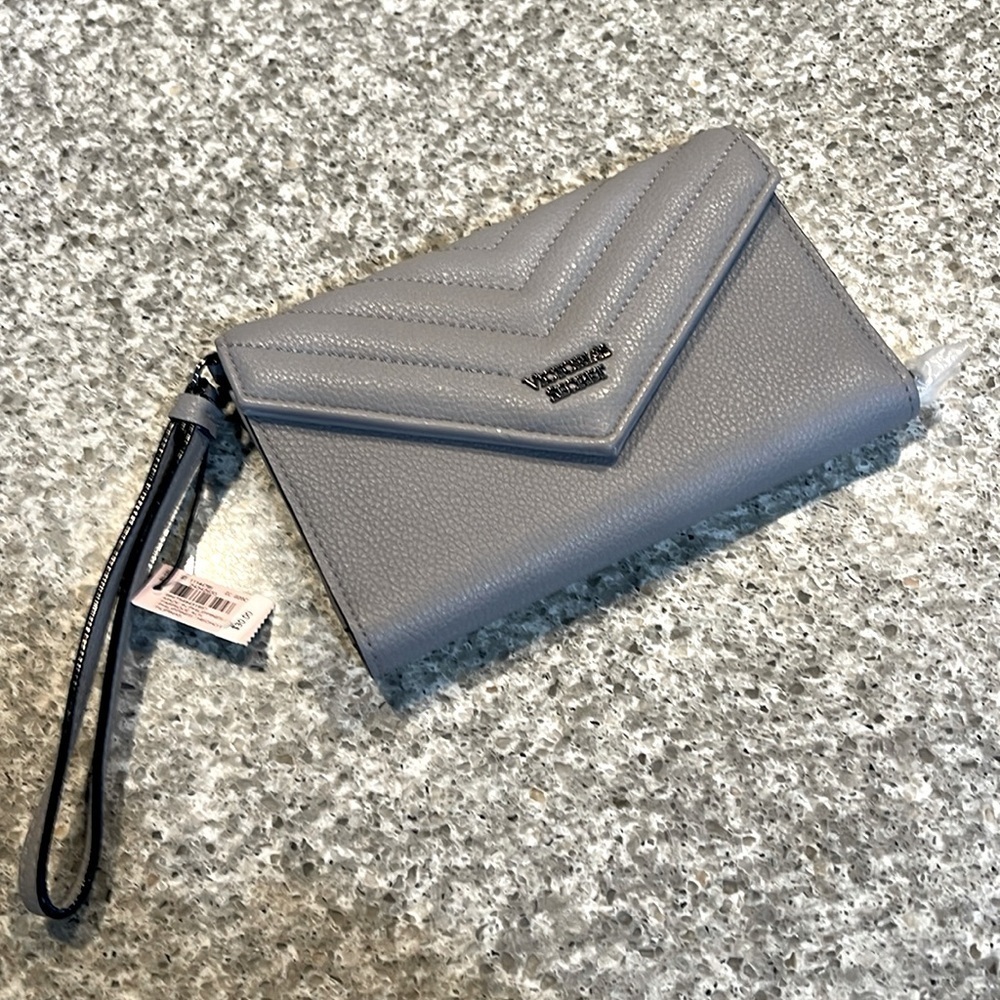 NWT Victorias Secret grey wristlet bag